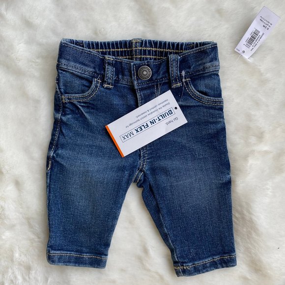 Old Navy Built-in Flex Max Skinny Blue Denim Jeans Stretch Size 0-3 Months - Picture 3 of 5
